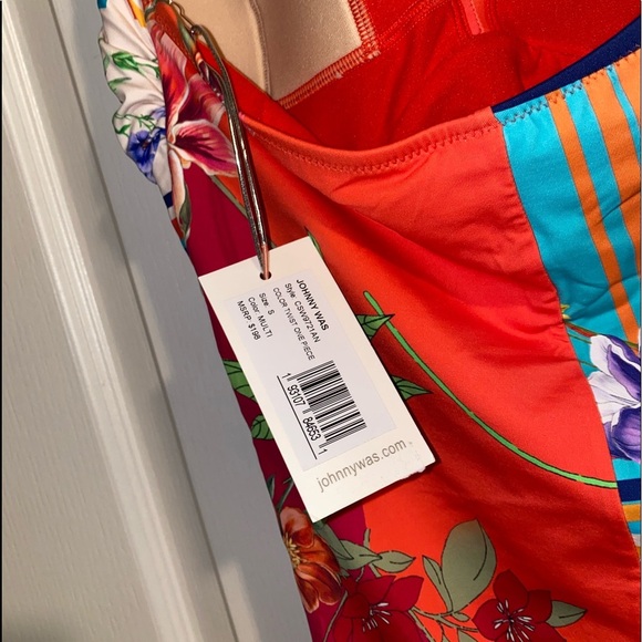 Johnny Was twist floral color one piece swimsuit halter NWT Small - Picture 5 of 6